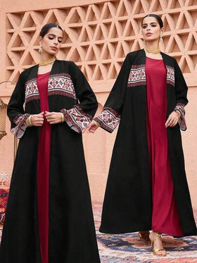 Al Najma رمضان عباءات أبيكوت فاتح بطباعة ريترو بتصميم لوحات