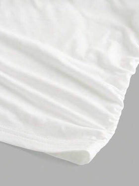 SHEIN ملابس علوية كاجوال أنيق للفتيات المراهقات بلون أحادي، رقبة طاقم، أكمام مطوية، قطع شبكي مناسب للعودة إلى المدرسة والحفلات