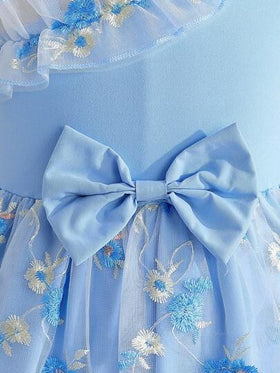 SHEIN Glamorique Kids فستان أنيق أنثوي بدون أكمام مزين بفيونكة