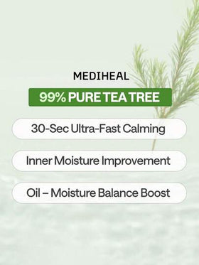 Mediheal قناع مهدئ بشجرة الشاي، قناع منقي، مسيطر على الزيوت ومكافح للحبوب، صيغة منعشة ومهدئة، مناسب للبشرة الدهنية والميالة للحبوب