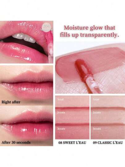 Bbia زهرة الياسمين L'EAU TINT 01، مرطب لامع ومنتفخ، شفاه ناعمة ومريحة، خفيف غير لزج، صيغة العناية بالشفاه، هدية رائعة، مكياج كوري، 4.5 جرام / 0.158 أونصة