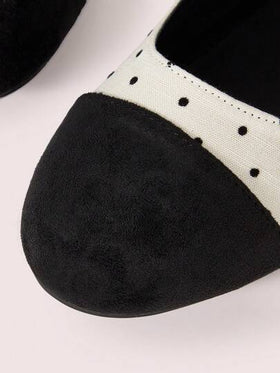 CUCCOO DOLLMOD أحذية رقص بالية جديدة للربيع والخريف بتصميم كلاسيكي مدبب الأصبع من الجلد الأصفر، أحذية بالية نسائية ذات موضة أنيقة، أحذية نسائية منخفضة الحافة مسطحة القاع، أحذية نسائية بنقشة نقاط بولكا مناسبة لعيد الحب