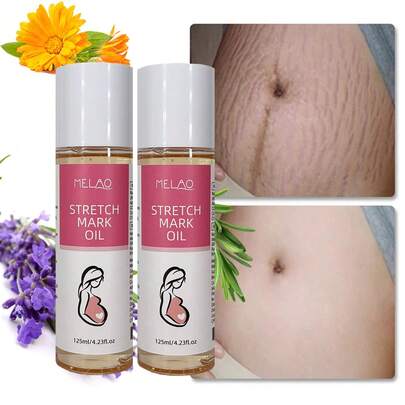 MELAO زيت جسم مُحكم من ميلاو، مصمم خصيصًا للتصدع، زيت العناية بالتصدع والعناية بالبطن، مناسب للحمل والفترة ما بعد الولادة، يحتوي على زيوت نباتية طبيعية، يعمل على تلاشي علامات التمدد، وتحكيم البشرة، 125مل
