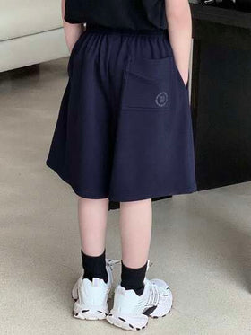 Dazy Kids شورت كاجوال فضفاض بجيوب وخصر مطاطي لون أحادي للأولاد المراهقين