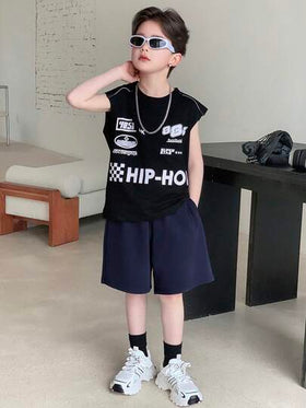 Dazy Kids شورت كاجوال فضفاض بجيوب وخصر مطاطي لون أحادي للأولاد المراهقين