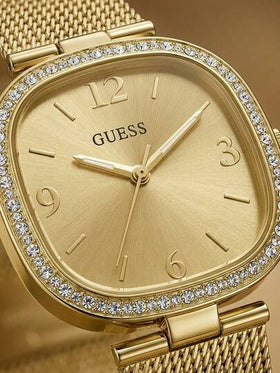 Guess ساعة كوارتز نسائية، سوار من الفولاذ المقاوم للصدأ، حالة من الفولاذ المقاوم للصدأ، حركة كوارتز مقاومة للماء، مناسبة للتجمعات اليومية والمناسبات الأخرى، هدية عيد الميلاد، GW0354L2