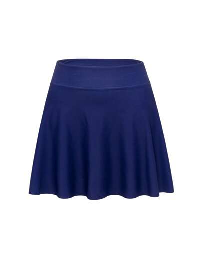Swim Mulvari مجموعة من 4 قطع للنساء: فستان قطعة واحدة بطبعة زهور زرقاء مع تنورة شفافة، جمبسوت قفزة كم طويل، وبنطلون ضيق، ملابس سباحة متواضعة ولكن أنيقة للعطلات، للربيع والصيف