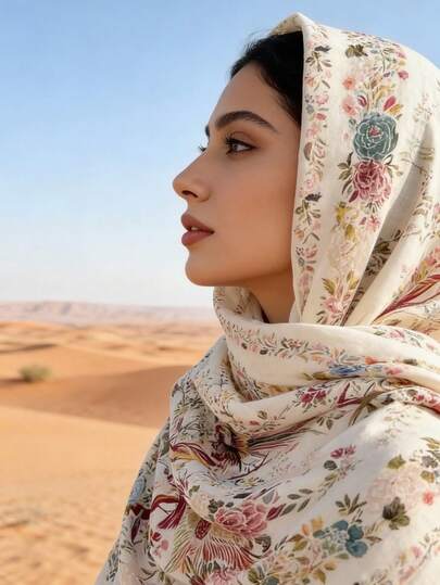 وشاح مطبوع للنساء، أنيق وقابل للتنفس، مناسب للارتداء الكاجوال والفساتين في فصل الربيع