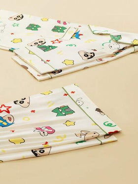 Gongdie CRAYON SHINCHAN مجموعة بيجامة رجالية كرايون شين-تشان، قصيرة الأكمام، ناعمة وقابلة للتنفس، 2 قطعة