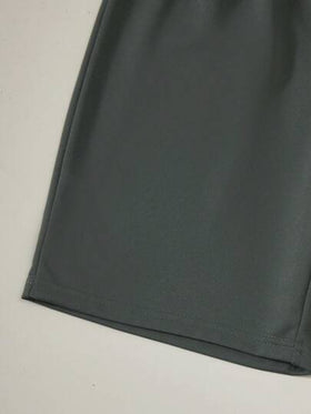 SHEIN مجموعة قميص وشورت مخطط بياقة طاقم للأولاد المراهقين، طقم كاجوال للاستخدام اليومي قطعتان