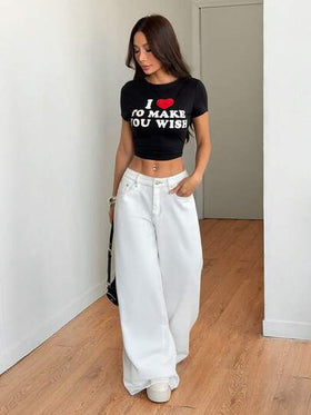 SHEIN Tall جينز مستقيم فضفاض متعدد الاستخدامات بجيوب ذو خصر منخفض بلون أحادي للنساء من الربيع إلى الصيف