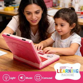 جهاز كمبيوتر محمول تعليمي صغير محاكي للأطفال، جهاز لوحي موسيقي، شاشة كتاب قصصي، تفاعل بين الوالدين والطفل، مناسب كهدية تعليمية ذكية متعددة الوظائف للأولاد والبنات