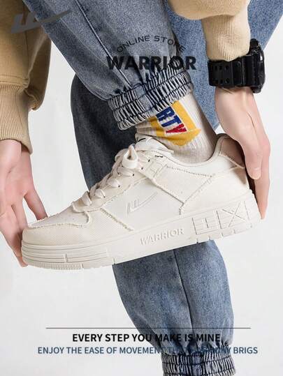 WARRIOR أحذية رياضية للرجال ذات طراز متواضع وراحة في الربيع والخريف، أحذية كاجوال أنيقة مناسبة للارتداء طوال العام، مقاومة للتآكل والصلبة لتدريبات الركض