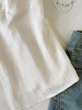 SHEIN تي شيرت بتصميم كشكش ذو لون أحادي للمراهقات