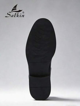 Salkin أحذية أكسفورد جلدية أنيقة رسمية للرجال ذات تصميم علوي بتصميم أنيق، ذات نعل صلب مضاد للانزلاق مناسبة للحفلات والزفاف والمناسبات الاجتماعية في الربيع والخريف، تأتي ب