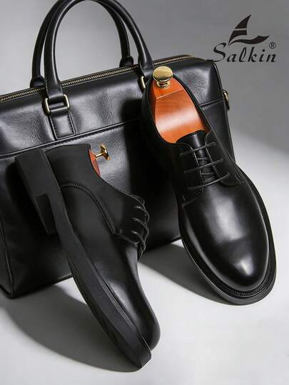 Salkin أحذية أكسفورد جلدية أنيقة رسمية للرجال ذات تصميم علوي بتصميم أنيق