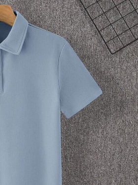 SHEIN قميص كاجوال بأكمام قصيرة للمراهقين الذكور، ملابس رياضية شارع بنكي روك لأسلوب المدرسة للاستخدام اليومي، الحفلات، مهرجانات الموسيقى، مناسب للربيع/الصيف