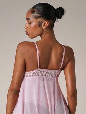 SHEIN BAE بوديسوت داخلية نسائية من القماش الشفاف المخرم والدانتيل الجذاب مزدوجة الغطاء