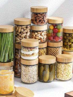 وعاء زجاجي، وعاء شوفان ليلي (مع غطاء)، وعاء زجاجي للمطبخ، وعاء شوفان (مع غطاء)، وعاء تخزين زجاجي، وعاء طعام محكم الإغلاق (مع غطاء خشبي)، كوب زجاجي، وعاء تخزين طعام، وعاء توابل، كوب شوفان، كوب زبادي، كوب إفطار، وعاء حبوب، كوب سلطة، آمن للغسالة الآلية، مناس