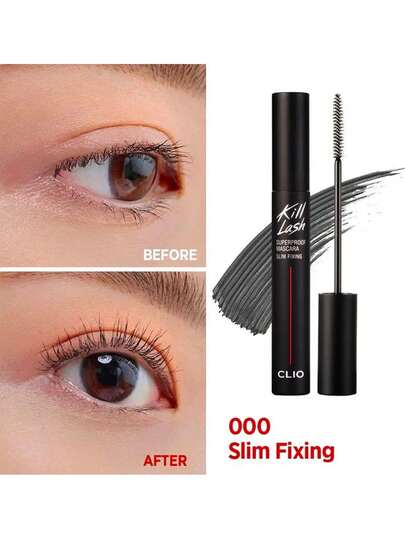 Clio ماسكارا مقاومة للماء " الرموش"، صيغة مجعدة ومكثفة، مقاومة للماء وللبقع، مكياج عيون طويل الأمد، فرشاة تنظيف الرموش