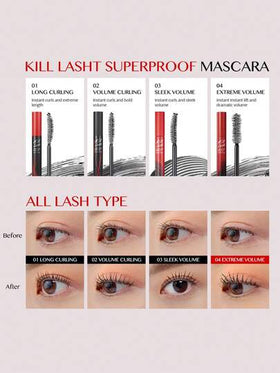Clio ماسكارا مقاومة للماء " الرموش"، صيغة مجعدة ومكثفة، مقاومة للماء وللبقع، مكياج عيون طويل الأمد، فرشاة تنظيف الرموش
