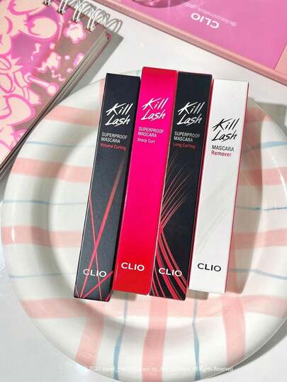 Clio ماسكارا مقاومة للماء " الرموش"، صيغة مجعدة ومكثفة، مقاومة للماء وللبقع، مكياج عيون طويل الأمد، فرشاة تنظيف الرموش
