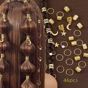 46 قطعة من مجموعة إكسسوارات شعر مضفر للفتيات، تشمل نجوم وأقمار ومشابك شعر، مناسبة للأعياد والحفلات والاستخدام اليومي، قلادات، هدايا، رمضان