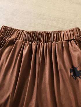 SHEIN مجموعة من قميص كم قصير مخطط وشورت رياضي كاجوال مناسبة للمراهقين الذكور، مناسبة للصيف وعدة مواسم، 2 قطعة