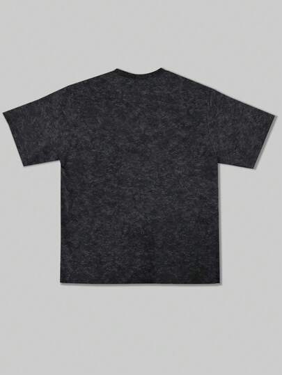 بسيط ستوديو | قميص تي شيرت قصير الأكمام بلون أحادي عتيق للرجال | مناسب للارتداء الصيفي | مريح وقابل للتنفس | الموضة الرائدة