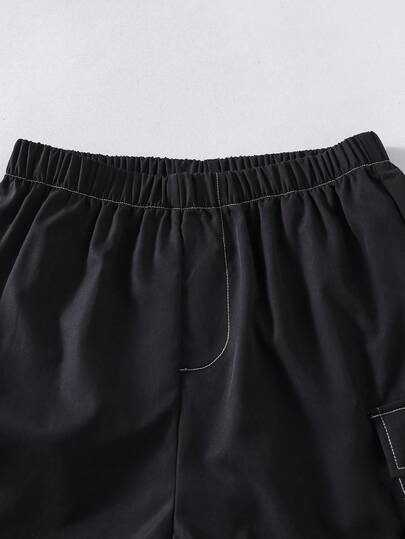 مجموعة قميص وشورت كاجوال مريحة بطبعة بورتريه فينتاج للمراهقين الذكور، مناسبة للارتداء اليومي الكاجوال والشارع، قطعتان/مجموعة