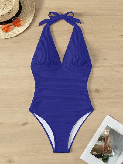 Swim Vcay بدلة سباحة نسائية بقصة مجعدة في الرقبة، مثيرة، لارتداء في العطلات الصيفية والشاطئ