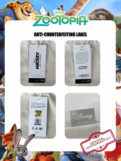 Disney 1 حقيبة كانفاس مطبوع عليها زوتوبيا بترخيص رسمي، حقيبة كتف قابلة للتعديل بحزام كرتوني متعددة الاستخدامات للرجال والطلاب، سعة عالية، مناسبة للخروجات والاستخدام اليومي والتسوق والعطلات