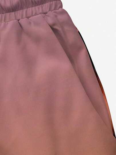 شورتات شاطئ عطلة الرجال، شورتات شاطئ عادية لمنتجع هاواي، طباعة رقمية ثلاثية الأبعاد بنمط نباتات استوائية وأشجار جوز الهند وغروب الشمس على الشاطئ، شورتات شاطئ عادية لاستخدام يومي بسحاب للمنتجعات