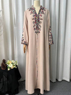 عباءة نسائية بتطريز حبل دقيق ، فستان عباية مناسب لجميع الفصول