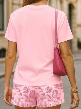 EMERY ROSE مجموعة ملابس علوية وشورت فضفاضة عادية للنساء 2 قطعة
