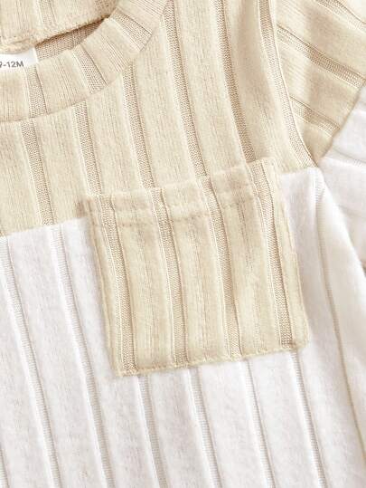 SHEIN Vintaside Kids مجموعة ملابس علوية ذو ألوان متباينة وبنطلون أزرق للأطفال/الأولاد الرضع، بدلة كاجوال مريحة متعددة الاستخدامات للصيف، قطعتان