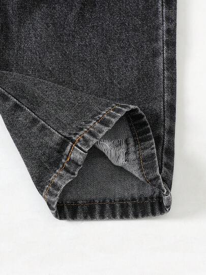 SHEIN Sparklyn بنطلون جينز واسع الساق مخرم بخصر مطاطي مناسب للبنات الصغيرات، مناسب للارتداء اليومي في الربيع والصيف والخريف والشتاء، للخروج والسفر والحفلات