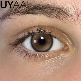 UYAAI زوج واحد من العدسات اللاصقة البنية القابلة للاستخدام اليومي بقطر 14.2 مم، قابلة للاستبدال لمدة سنة، مناسبة للمكياج اليومي والمناسبات والأعياد