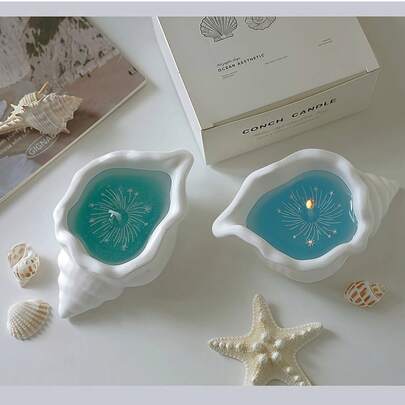 1 علبة شموع معطرة بتصميم على شكل قوقعة وسماء مرصعة بالنجوم (طراز بحري إبداعي): تتميز بتصميم على شكل قوقعة وسماء مرصعة بالنجوم، برائحة طبيعية منعشة. مناسبة لمساعدة النوم في غرفة النوم، وخلق جو استرخائي في الحمام، وديكور مقهى بموضوع بحري، وديكور فريد للإقام
