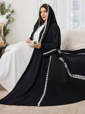 Al Najma مجموعة وشاح رأس وردة شيفون أنيقة وبسيطة للمرأة البدينة مع تطريز دانتيل زهري وتصميم جانبي منسدل