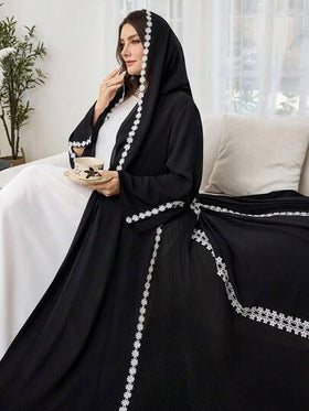 Al Najma مجموعة وشاح رأس وردة شيفون أنيقة وبسيطة للمرأة البدينة مع تطريز دانتيل زهري وتصميم جانبي منسدل