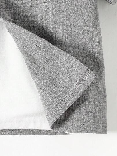 SHEIN قميص بولو قصير الأكمام مع تريم متباين للأطفال الصغار، صيفي