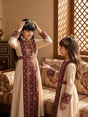رمضان فستان أنيق بأكمام طويلة مطبوع بطبعة الزهور البنفسجية للفتيات الصغيرات، مناسب للربيع والخريف والصيف وشهر رمضان