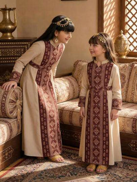 رمضان فستان أنيق بأكمام طويلة مطبوع بطبعة الزهور البنفسجية للفتيات الصغيرات، مناسب للربيع والخريف والصيف وشهر رمضان