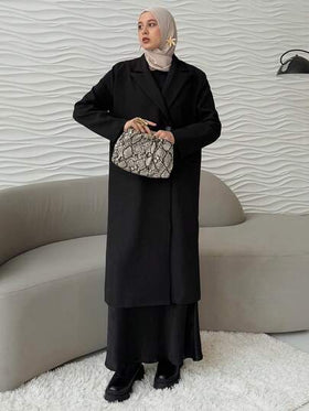DAZY معطف طويل مزدوج الصدر بياقة لاقط، ملابس خريفية للنساء رمضان