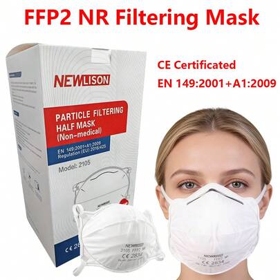 25 قناع وجه من نوع FFP2 بشكل كأس، معتمد CE، أقنعة واقية PM2.5، أقنعة حماية التنفس