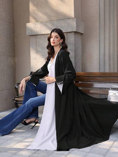 Graceveil عباءة نسائية أنيقة بتصميم مرقع بأكمام طويلة للارتداء اليومي
