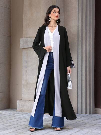 Graceveil عباءة نسائية أنيقة بتصميم مرقع بأكمام طويلة للارتداء اليومي