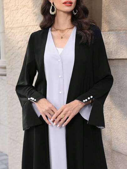 Graceveil عباءة نسائية أنيقة بتصميم مرقع بأكمام طويلة للارتداء اليومي