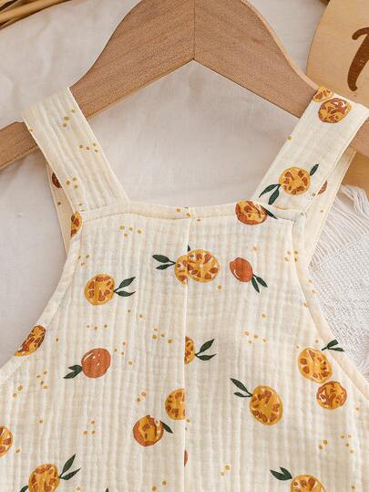 SHEIN Playful Pals رومبير رضيع ذات نمط ثمرة المشمش مع قبعة، مناسبة للخروجات اليومية، التجمعات العائلية، حفلات عيد الميلاد، المناسبات، التصوير الفوتوغرافي، ملابس عيد الحب